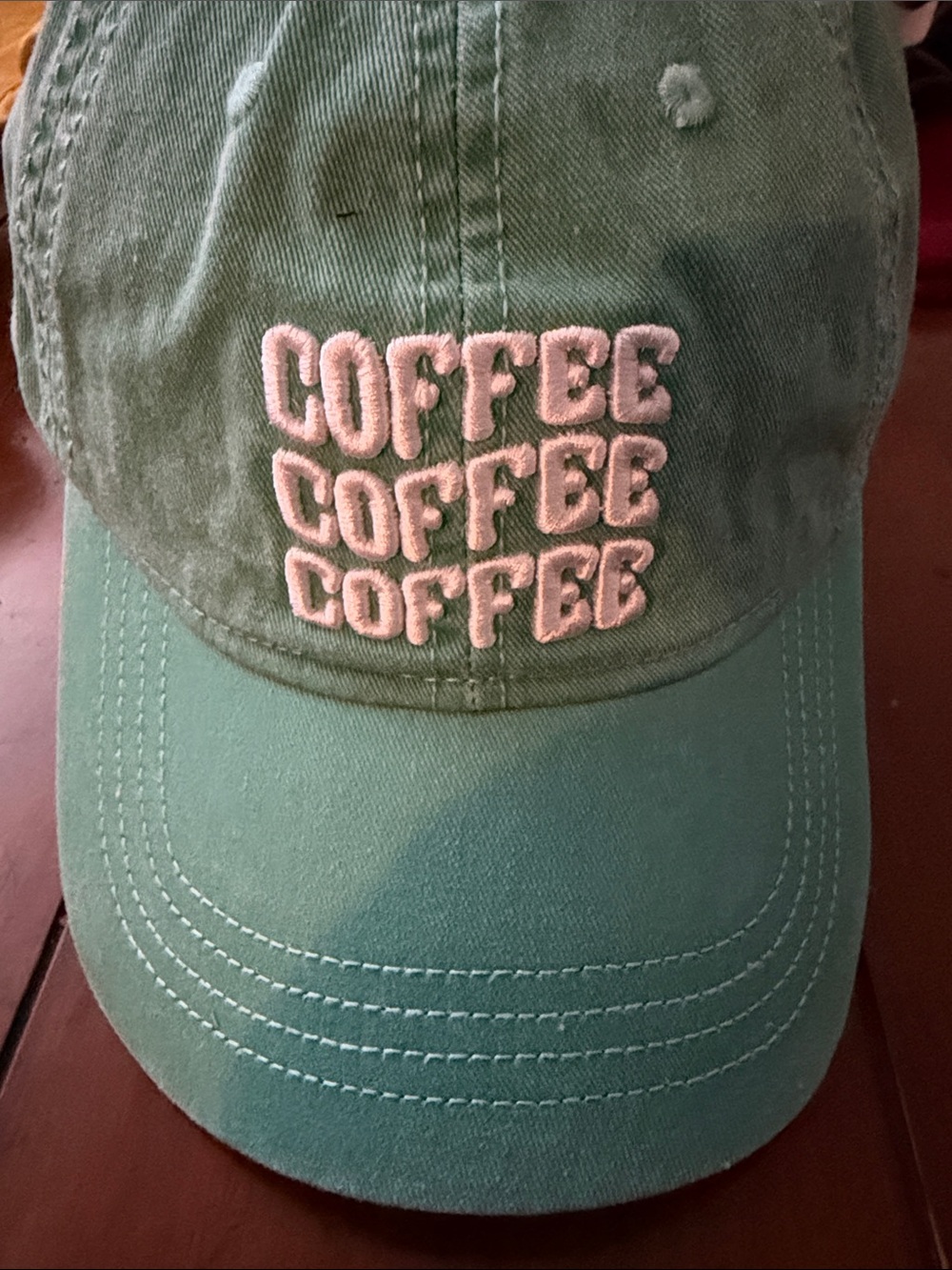 Turquoise 'COFFEE' Embroidered Baseball Cap